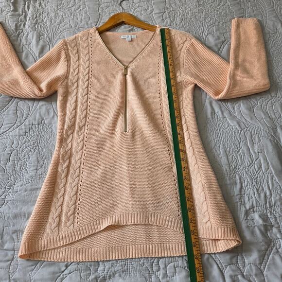 New York & Company Light Pink Unique Zip Up Neck Sweater Size Small - Picture 6 of 7